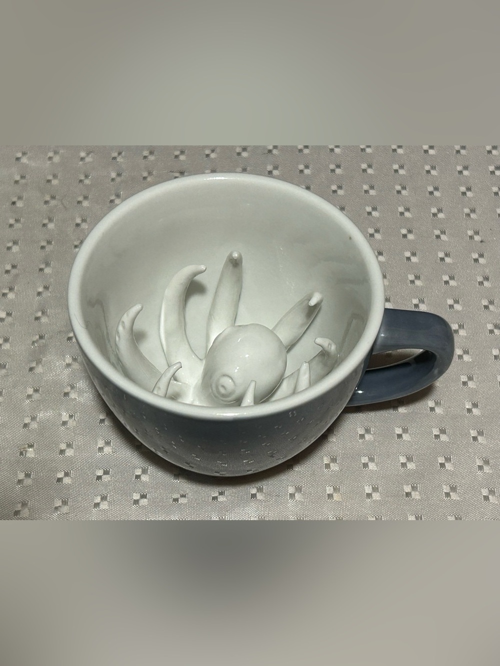 Two Octopus Creature Cups lloz Blue Ceramic Mugs